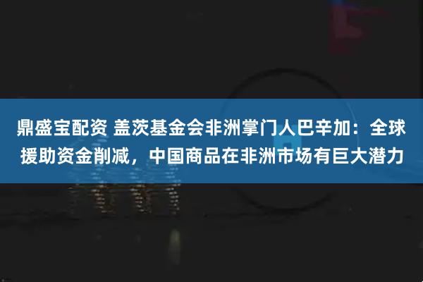 鼎盛宝配资 盖茨基金会非洲掌门人巴辛加：全球援助资金削减，中国商品在非洲市场有巨大潜力
